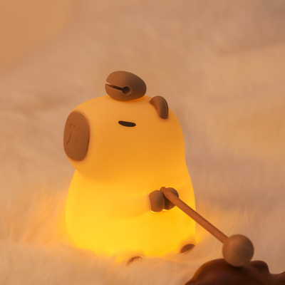 Desenho animado Capybara Luz Noturna Controle de Toque 1200mAh Recarregável Luz Noturna Dormir Com 7 Cores Cambiaveis