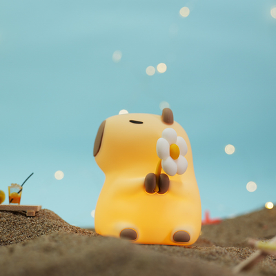Lâmpada de noite de design moderno de silicone Capybara portátil USB recarregável LED fonte de luz controle de toque lâmpada animal para quarto