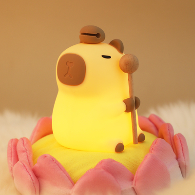 Desenho animado Capybara Luz Noturna Controle de Toque 1200mAh Recarregável Luz Noturna Dormir Com 7 Cores Cambiaveis