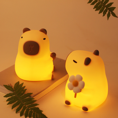 Cute Silicone Capybara Luz Noturna Luz Noturna Infantil Presente Usb Recarregável Lâmpada de Noite de Animais de Silicone