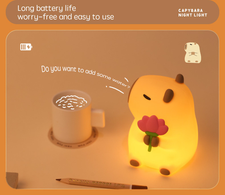 Lâmpada de noite de design moderno de silicone Capybara portátil USB recarregável LED fonte de luz controle de toque lâmpada animal para quarto
