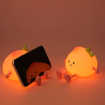 Regalo de férias Tempo de sono atmosfera relaxante pêssego silicone noite luz pat luz