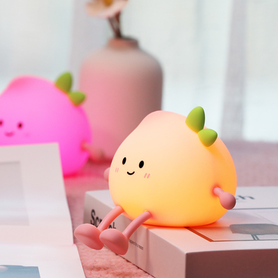 Regalo de férias Tempo de sono atmosfera relaxante pêssego silicone noite luz pat luz