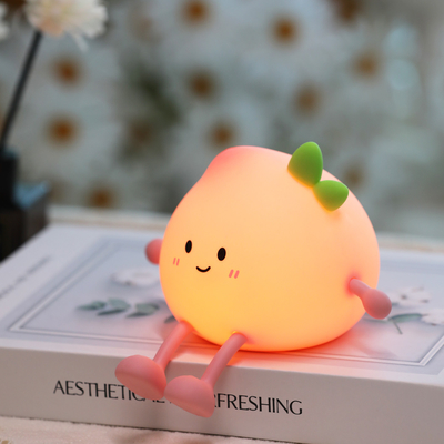 Regalo de férias Tempo de sono atmosfera relaxante pêssego silicone noite luz pat luz
