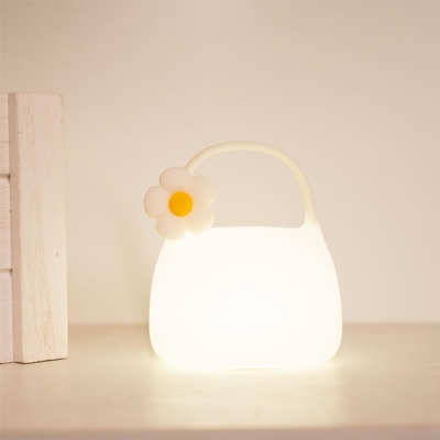 Lâmpada de mesa LED branca quente para quarto USB material de silicone recarregável