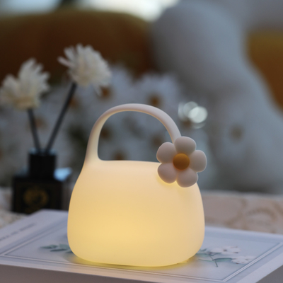 DIY Creative Gift Handbag Lâmpada de aclamação de silicone com tempo Decoração à beira da cama Atmosfera Luz noturna para dormir