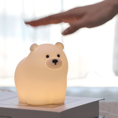 Muid Pequeno Urso Branco Lâmpada de Patching Silicone Crianças Suave Luz do Bebê Dormir Lado da Cama Quarto Toque Luz Noturna