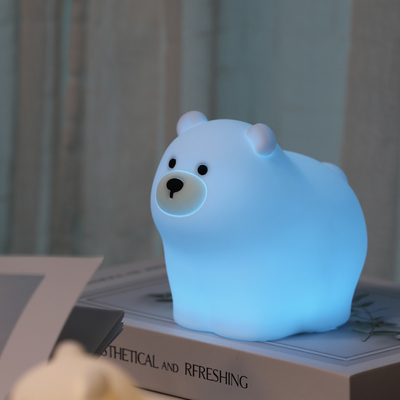 Muid Pequeno Urso Branco Lâmpada de Patching Silicone Crianças Suave Luz do Bebê Dormir Lado da Cama Quarto Toque Luz Noturna