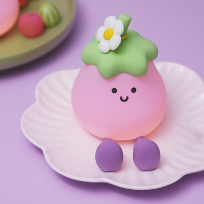 Fábrica de Atacado Cartoon Soft Silicone LED Lâmpadas Noturnas Carinhosas Pequenas Aubergines Lâmpadas de Cama Portáteis USB Recarregável Lâmpadas Noturnas do Quarto