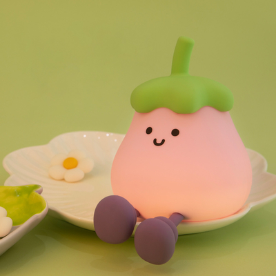 Vegetais Pequenas berinjela Lâmpadas de silicone USB recarregável Cama de dormir Lâmpadas noturnas para presentes