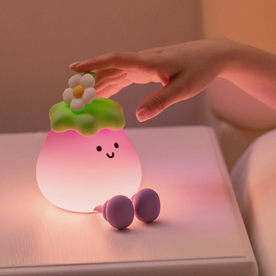 Vegetais Pequenas berinjela Lâmpadas de silicone USB recarregável Cama de dormir Lâmpadas noturnas para presentes