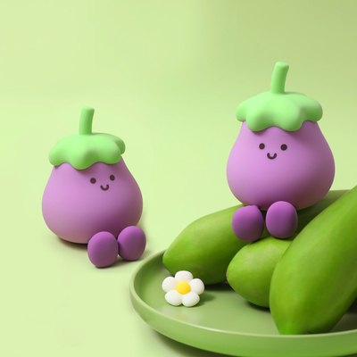 Fábrica de Atacado Cartoon Soft Silicone LED Lâmpadas Noturnas Carinhosas Pequenas Aubergines Lâmpadas de Cama Portáteis USB Recarregável Lâmpadas Noturnas do Quarto