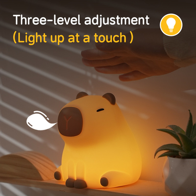 Nova Cute Capybara Silicone Night Light Usb Rechargeable Led Pat Lamp Timing Dimming Decorative Table Sleep Night Lamp
