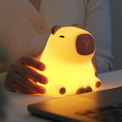 Nova Cute Capybara Silicone Night Light Usb Rechargeable Led Pat Lamp Timing Dimming Decorative Table Sleep Night Lamp