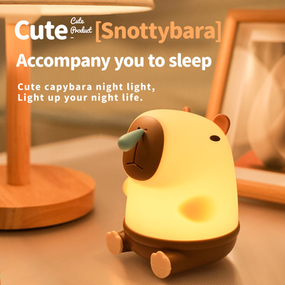 Cute Snottybara Lâmpada de mesa Animal recarregável Criativo Cartoon Capybara Lâmpada de noite de silicone