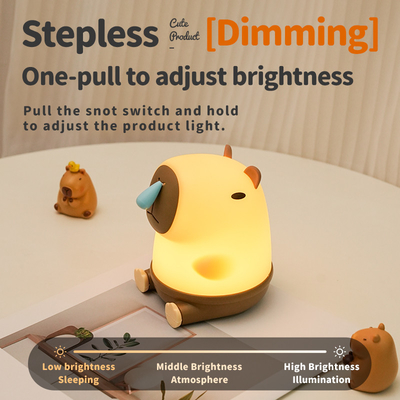 Cute Snottybara Lâmpada de mesa Animal recarregável Criativo Cartoon Capybara Lâmpada de noite de silicone
