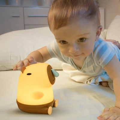 Cute Snottybara Lâmpada de mesa Animal recarregável Criativo Cartoon Capybara Lâmpada de noite de silicone