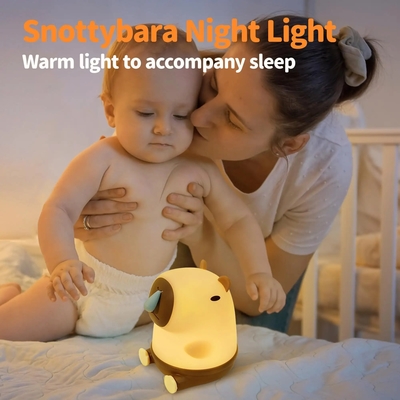 Grátis Capybara Luz Noturna Lâmpada Noturna de Animais Bonitos Snottybara Lâmpadas de Toque de Silicona Decoração Portátil Recarregável para Crianças