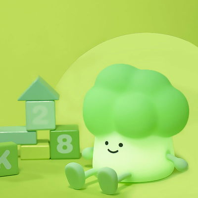 Brócolis para acompanhar as crianças a dormir Luz de noite de silicone Lâmpada vegetal recarregável ao lado da cama