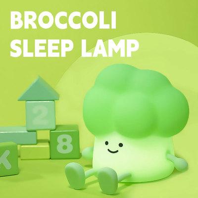 DY Trendy Sleep Silicone Night Light Lâmpada de cama recarregável de vegetais 3 níveis de escurecimento Brócolis Luz noturna