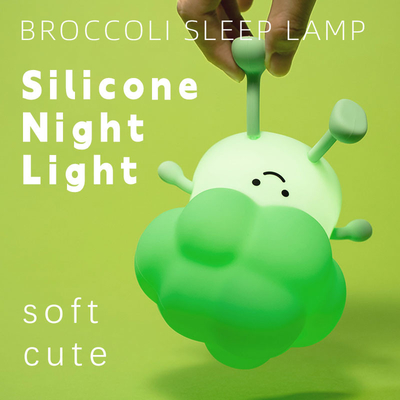 DY Trendy Sleep Silicone Night Light Lâmpada de cama recarregável de vegetais 3 níveis de escurecimento Brócolis Luz noturna