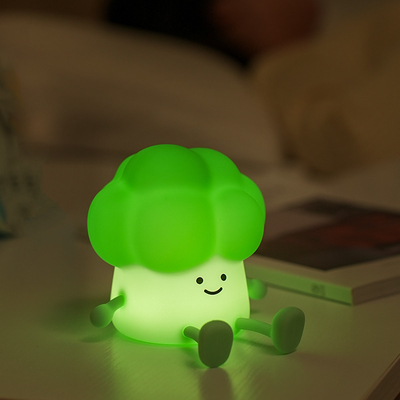 Brócolis para acompanhar as crianças a dormir Luz de noite de silicone Lâmpada vegetal recarregável ao lado da cama