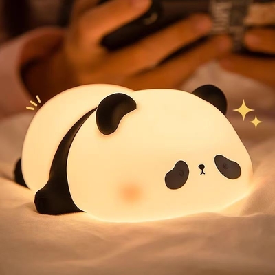 Personalização Luz Noturna de silicone Panda Usb Recarregável Mesa Led Lâmpada Noturna Luz Noturna de silicone Luzes Noturnas Para Quarto de Crianças