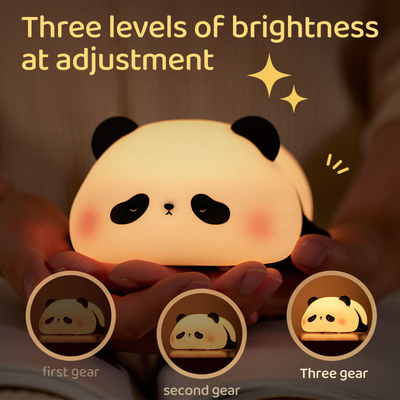 Personalização Luz Noturna de silicone Panda Usb Recarregável Mesa Led Lâmpada Noturna Luz Noturna de silicone Luzes Noturnas Para Quarto de Crianças