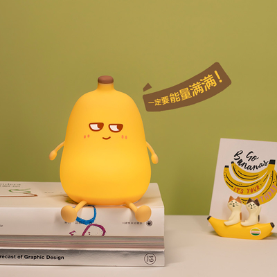 Carinha Banana Cartoon Frutas LED Luz Noturna Lâmpada de silicone Sensor de toque Temporização USB Recarregável Crianças Quarto Regalo de aniversário