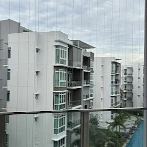 Balcão Grelha invisível Malha transparente Segurança Durabilidade Edifícios modernos
