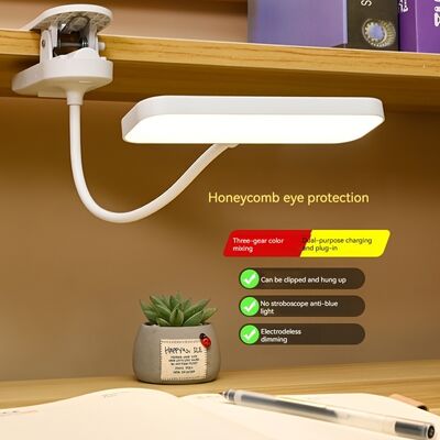 Lâmpada de mesa de leitura LED moderna com ajuste de temperatura de três cores Função de carregamento de sombra de plástico quadrado