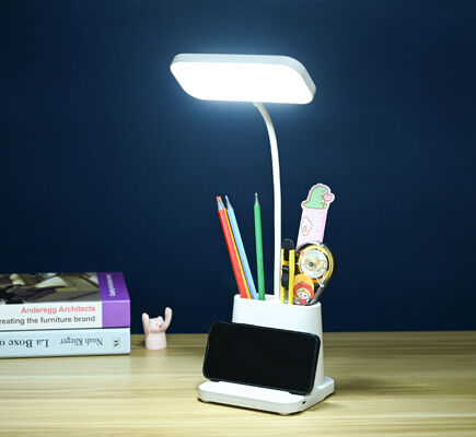 Luminária de Mesa LED com Porta-Caneta - Luz de Estudo com Proteção para os Olhos para Estudantes, Dormitório, Presente, Atacado, Luz Noturna
