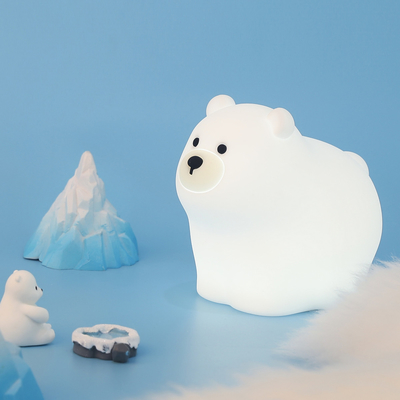 Muid Pequeno Urso Branco Lâmpada de Patching Silicone Crianças Suave Luz do Bebê Dormir Lado da Cama Quarto Toque Luz Noturna