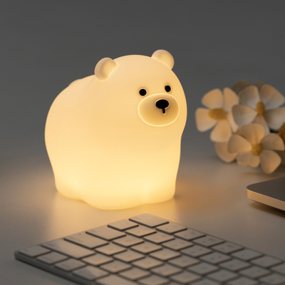 OEM Led Cartoon Cute Lâmpada de sono de urso de silicone Usb Lâmpada de noite recarregável Cama de bebê Lâmpada de cama