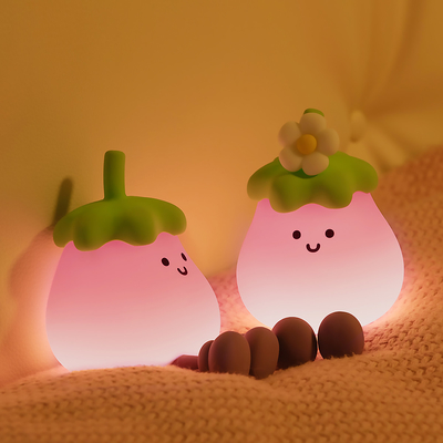 Vegetais Pequenas berinjela Lâmpadas de silicone USB recarregável Cama de dormir Lâmpadas noturnas para presentes